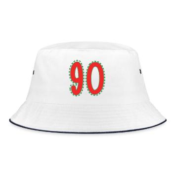 90. 90 JAHRE. 90. JAHRESTAG. 90-JÄHRIGES JUBILÄUM. - Bucket Hat - Weiß/Navy - Vorne