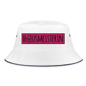 Hausmeisterin - Bucket Hat - Weiß/Navy - Vorne