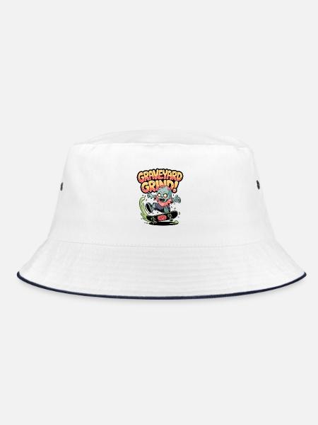 Friedhofs-Grind! - Bucket Hat - Weiß/Navy - Vorne
