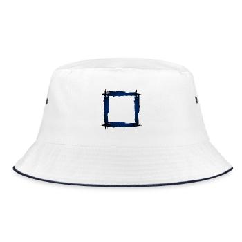 Quadrat Rahmen - Bucket Hat - Weiß/Navy - Vorne