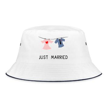 JUST MARRIED. MARRIED. ES LEBE DIE EHE - Bucket Hat - Weiß/Navy - Vorne