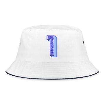 1. 1 JAHR. 1. JAHRESTAG. 1 JAHR GEBURTSTAG - Bucket Hat - Weiß/Navy - Vorne