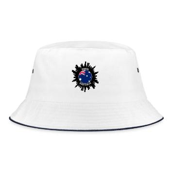 Perth Skyline Australien Flagge Reise Souvenir - Bucket Hat - Weiß/Navy - Vorne