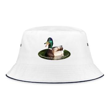 Plappermaul labern schnattern Ente - Bucket Hat - Weiß/Navy - Vorne