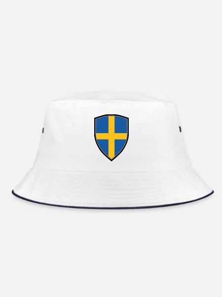 SWEDEN FLAG SHIELD - Bucket Hat - Weiß/Navy - Vorne
