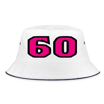 60. 60 JAHRE. 60-JÄHRIGES JUBILÄUM. 60. GEBURTSTAG. - Bucket Hat - Weiß/Navy - Vorne