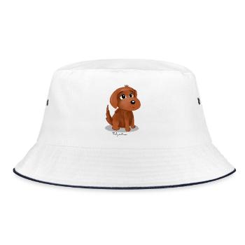 Hund, Baby Hund - Bucket Hat - Weiß/Navy - Vorne