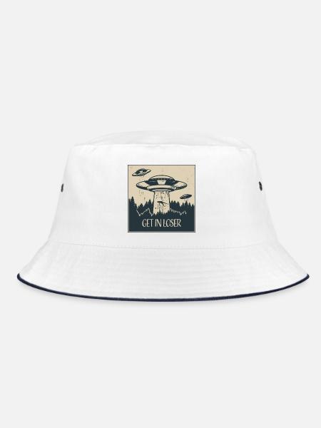 Außerirdischer Ufo Lustig Weltraum Geschenk - Bucket Hat - Weiß/Navy - Vorne