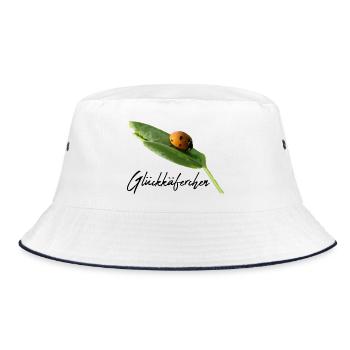 Glückskäferchen Marienkäfer Glücksbringer - Bucket Hat - Weiß/Navy - Vorne