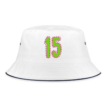 15. 15 JAHRE. 15. JAHRESTAG. 15-JÄHRIGES JUBILÄUM. - Bucket Hat - Weiß/Navy - Vorne