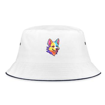 Dingo Hunderasse Cartoon Kawaii Illustration - Bucket Hat - Weiß/Navy - Vorne