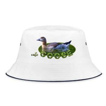 Nilgans Küken Vogel Gans - Bucket Hat - Weiß/Navy - Vorne