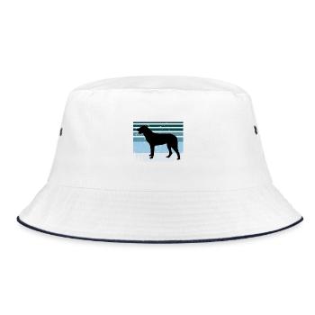 Cao De Castro Laboreiro Hund Silhouette Retro Sonne - Bucket Hat - Weiß/Navy - Vorne