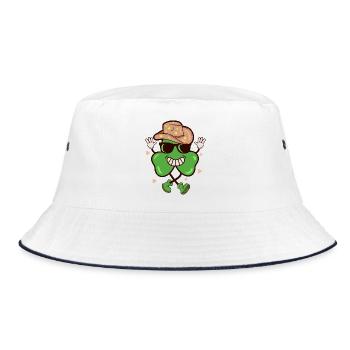 Ein glücklicher Cowboy Retro St Patty s Day - Bucket Hat - Weiß/Navy - Vorne