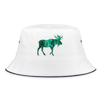 Elch - Bucket Hat - Weiß/Navy - Vorne