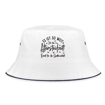 Altersteilzeit - Bereit für die Gartenarbeit  - Bucket Hat - Weiß/Navy - Vorne