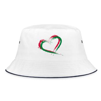 Herz Bürste Flagge der Malediven - Bucket Hat - Weiß/Navy - Vorne