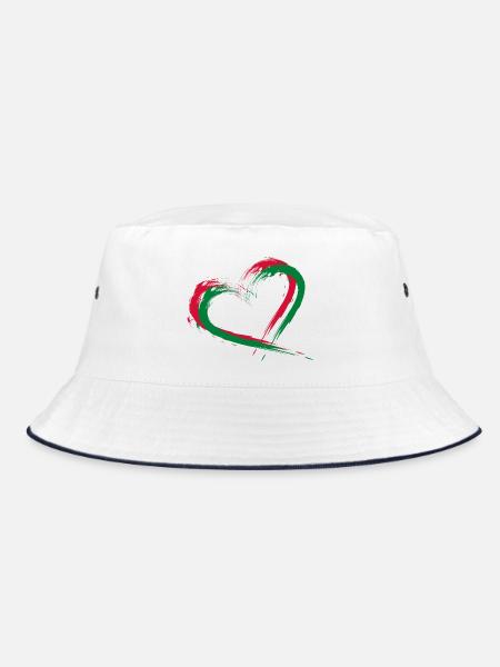 Herz Bürste Flagge der Malediven - Bucket Hat - Weiß/Navy - Vorne