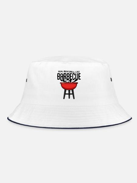 Red Kettle Grill Illustration - Bucket Hat - white/navy