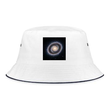 Galaxie Spirale Kunstdruck - Bucket Hat - Weiß/Navy - Vorne