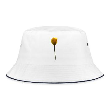 gelbe Mohnblume Mohn - Bucket Hat - Weiß/Navy - Vorne