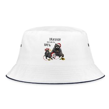 Trashin through the Snow - Waschbär & Opossum - Bucket Hat - Weiß/Navy - Vorne