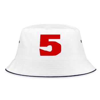 5. 5 JAHRE. 5-JÄHRIGES JUBILÄUM. 5-JÄHRIGES JUBILÄUM. 5. - Bucket Hat - Weiß/Navy - Vorne