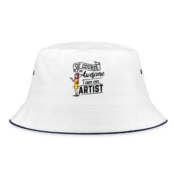 Of course I'm awesome, I am an Artist - Bucket Hat - Weiß/Navy - Vorne