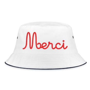 VIELEN DANK. DANKE. VIELEN DANK. JAHRESTAG. GEBURT. - Bucket Hat - Weiß/Navy - Vorne