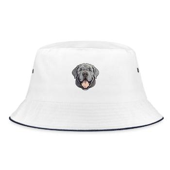 Neapolitanische Mastiff-Hunderasse Aquarell-Karikatur Ka - Bucket Hat - Weiß/Navy - Vorne