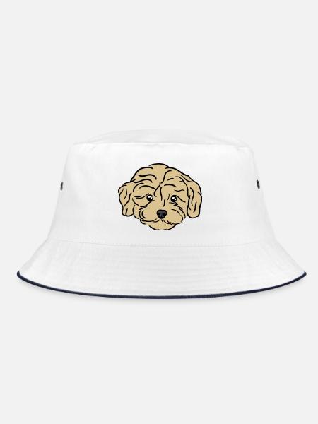 Doodle Puppy - Bucket Hat - Weiß/Navy