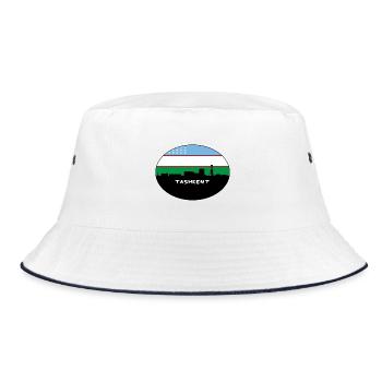 Taschkent Usbekistan Flagge Skyline Silhouette Reisen - Bucket Hat - Weiß/Navy - Vorne