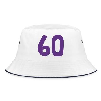 60. 60 JAHRE. 60-JÄHRIGES JUBILÄUM. 60. GEBURTSTAG. - Bucket Hat - Weiß/Navy - Vorne