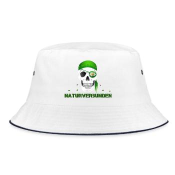 Totenkopf naturverbunden Margerite - Bucket Hat - Weiß/Navy - Vorne