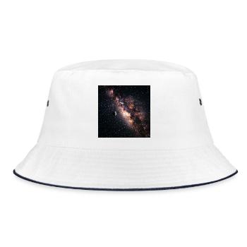 Galaxie Nebulae T-Shirt - Bucket Hat - Weiß/Navy - Vorne
