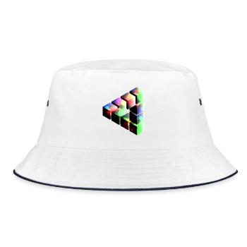 Kuben Lichtspiel Farbrauschen - Bucket Hat - Weiß/Navy - Vorne