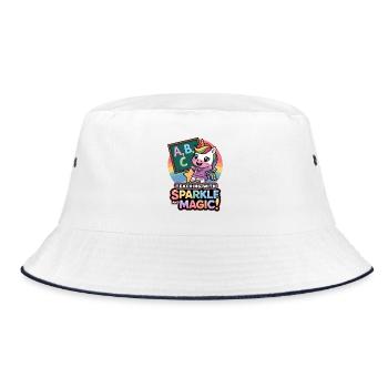 Teaching With Sparkle And Magic! - Bucket Hat - white/navy - Front