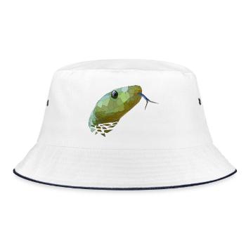 Schlange geometrisch Low Poly - Bucket Hat - Weiß/Navy - Vorne