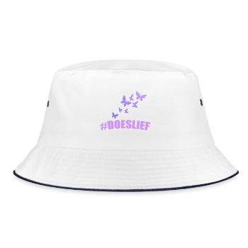 doeslief butterflies fly in the purple light - Bucket Hat - white/navy - Front