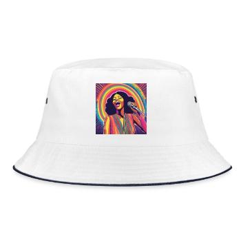 Motown-Sängerin - Bucket Hat - Weiß/Navy - Vorne