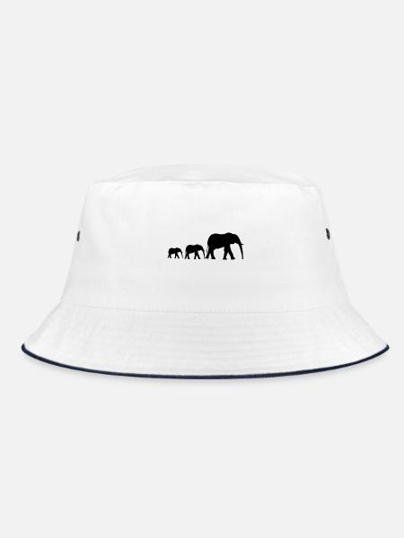 Elefantenfamilie - Bucket Hat - Weiß/Navy