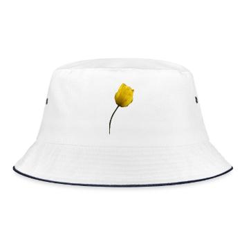 gelber Mohn Klatschmohn Mohnblume - Bucket Hat - Weiß/Navy - Vorne