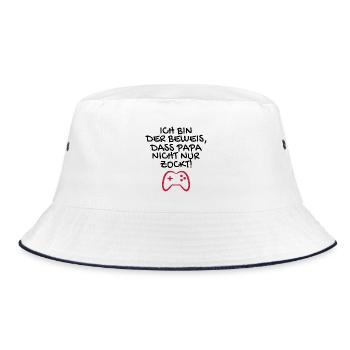Ich bin der Beweis dass Papa nicht nur zockt - Bucket Hat - Weiß/Navy - Vorne