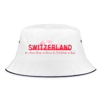 Schweiz Berge Schokolade - Bucket Hat - Weiß/Navy - Vorne