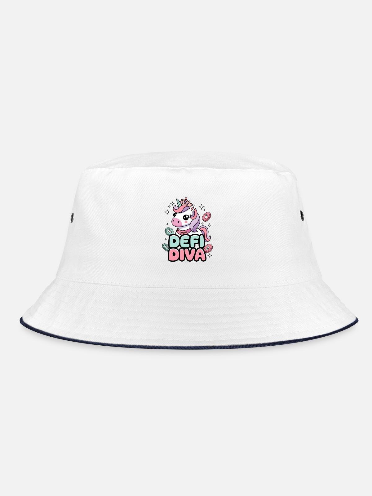 Defi Diva - Bucket Hat - Weiß/Navy - Vorne