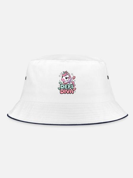 Defi Diva - Bucket Hat - Weiß/Navy - Vorne