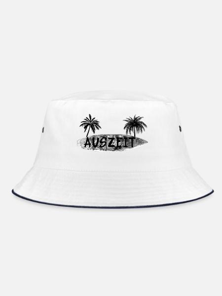 Auszeit Surfbrett - Bucket Hat - Weiß/Navy - Vorne