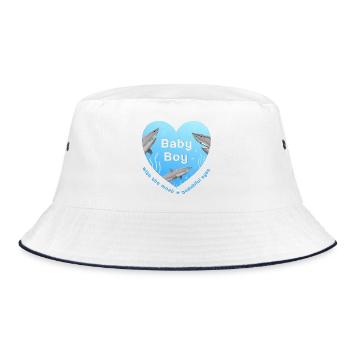 Baby Boy - Bucket Hat - Weiß/Navy - Vorne