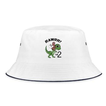 I am 2 dinosaur birthday children's birthday - Bucket Hat - white/navy - Front