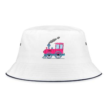 Kinderzug Eisenbahn pink - Bucket Hat - Weiß/Navy - Vorne